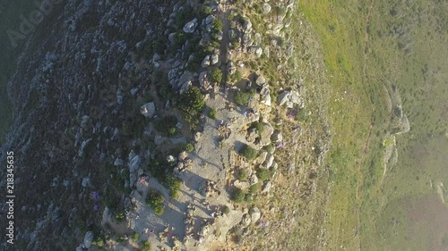Straight down aerial shot of Lions Head peak in Cape Town, South Africa