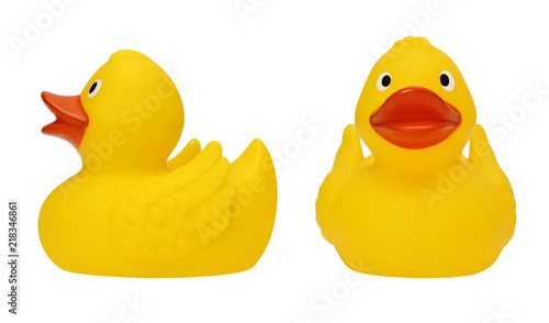 Fotografi set with yellow rubber duck on a white background isolated
