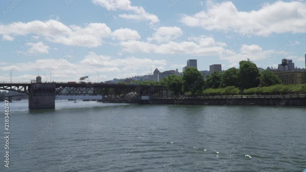 Panning shot of the Willamette River? near Portland Oregon. Panning shot of the Willamette River? near Portland Oregon.