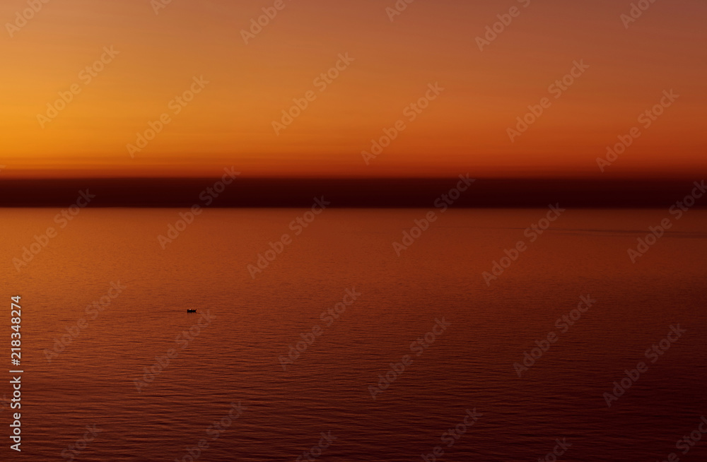 Beautiful blazing sunset over the Mediterranean Sea. Spain