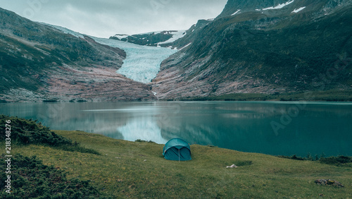 camping in front of svartisen photo