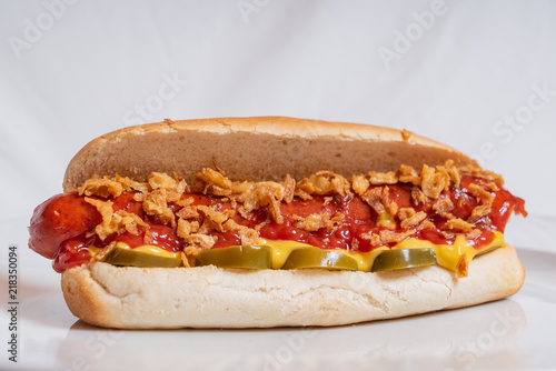 hot dog with sauce