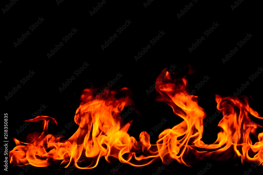Fire flames on black background Fire flames on black background