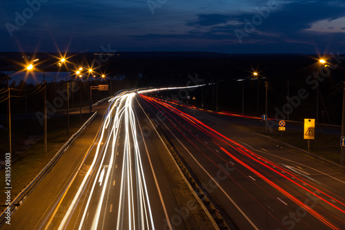 Night traffic road lights