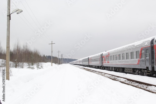 Winter landscape of Railways and trains.