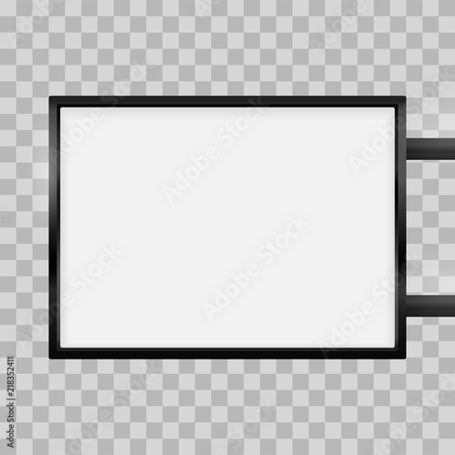 Rectangular signage light box signboard. Vector rectangle lightbox sign box mockup