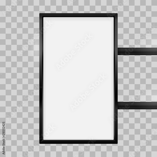 Rectangular signage light box signboard. Vector vertical rectangle lightbox sign box mockup