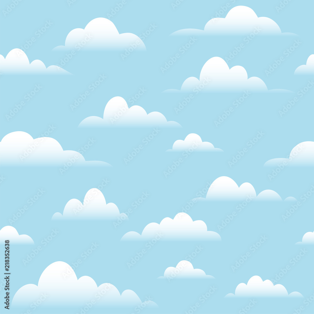 White clouds on blue sky seamless pattern for background ads and banners 