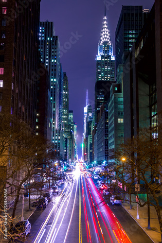 Night Traffic on 42nd Street of New York City photo