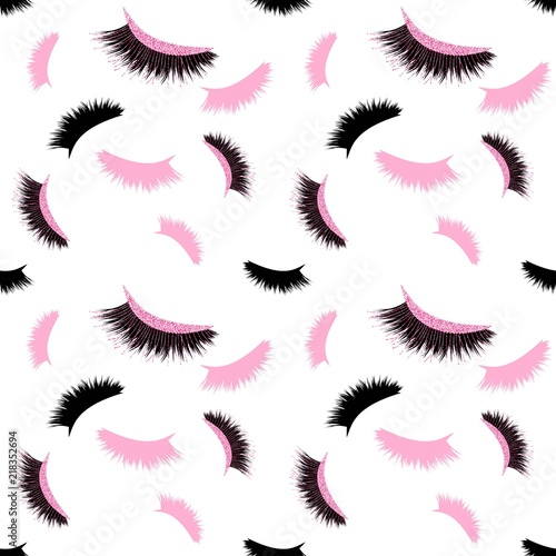 Lashes with glitter effect sealmess vector pattern