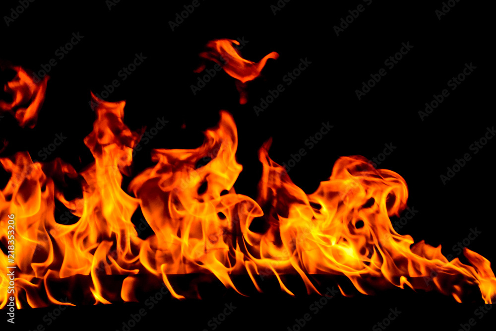 Fire flames on black background Fire flames on black background