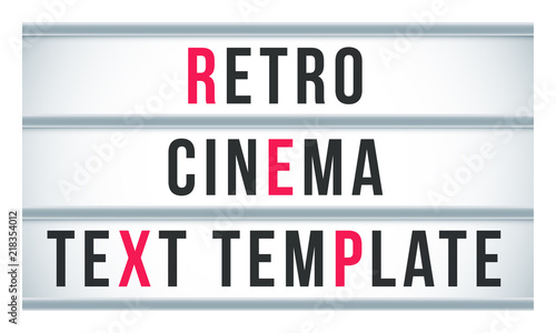 Marquee sign lightbox signage. Vector retro cinema or theater signboard billboard