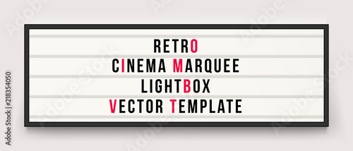 Retro cinema marquee lightbox vector template photo