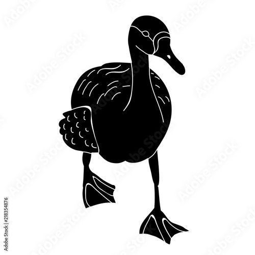 silhouette of geese and ducks on white background, birds