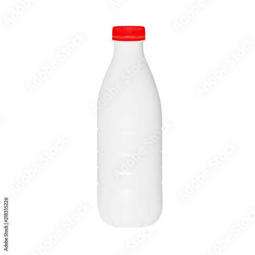 Plastic bottle of milk or kefir in vector on white background.Plastic bottle with lid vector.