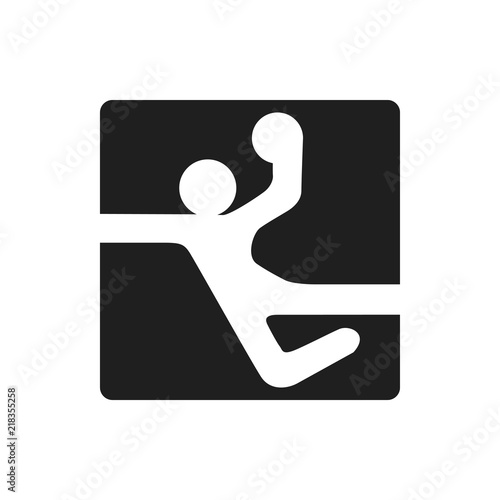 handball black square logo symbol on white background simple man with ball