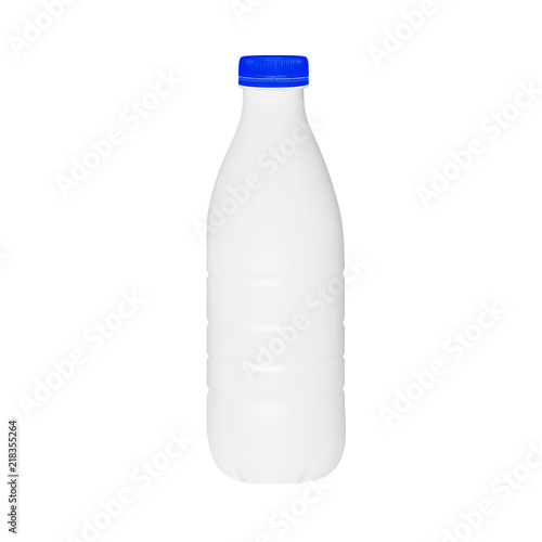 Plastic bottle of milk or kefir in vector on white background.Plastic bottle with lid vector.