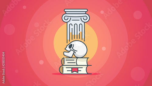 Element of science and literature. Greece, tradition, literature. Modern vector illustration for banners, app and posts.