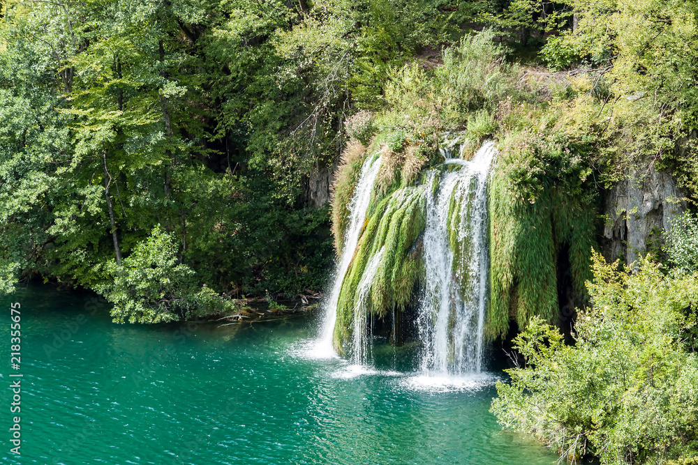 Waterfalls in Plitvice National Park - Croatia. Plitvice Lakes National Park is one of the oldest and the largest national park in Croatia. In 1979, it was added to the UNESCO World Heritage register.