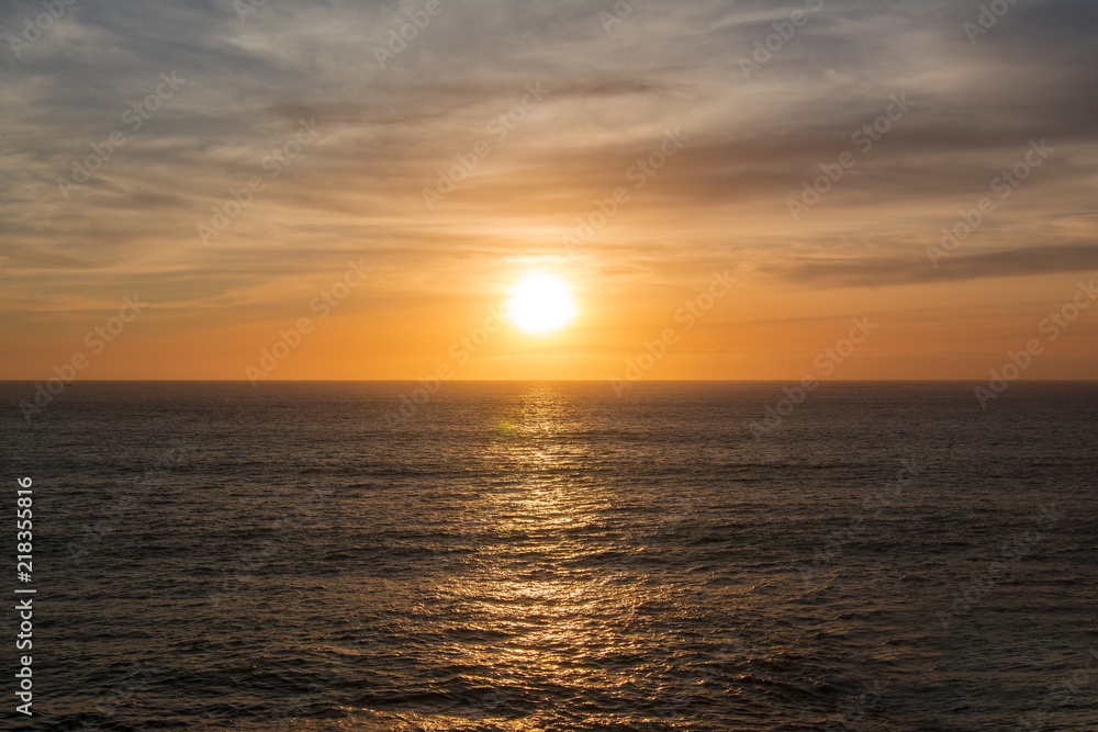 Sunset at sea in Tenerife, Canary islands, Spain