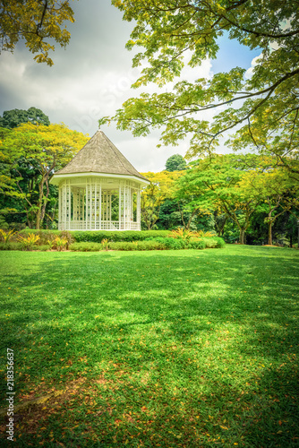 Photography Vintage tone the Bandstand (or Gazebo) at the Botanic Gardens, an UNESCO World Heritage Site of Singapore