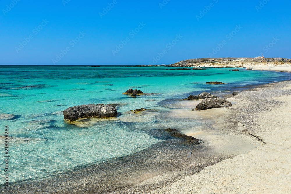 Elafonisi rose sand beach in Crete, Greece 