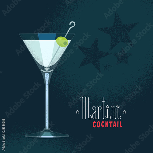 Martini glass with olives vector illustration