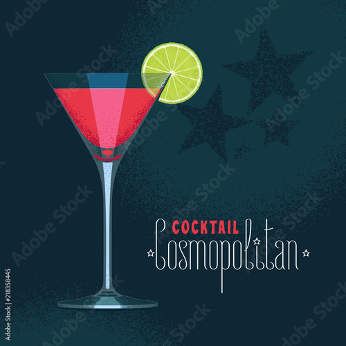 Martini glass with Cosmopolitan cocktail vector