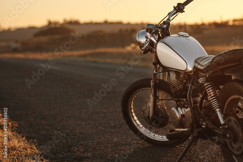 Vintage motorcycle on country road