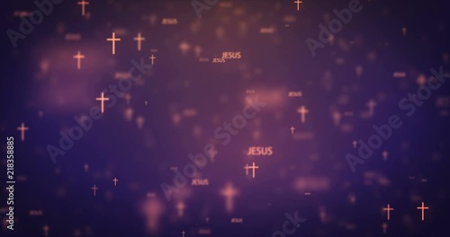 Loopable animation modern moving orange church icons background.