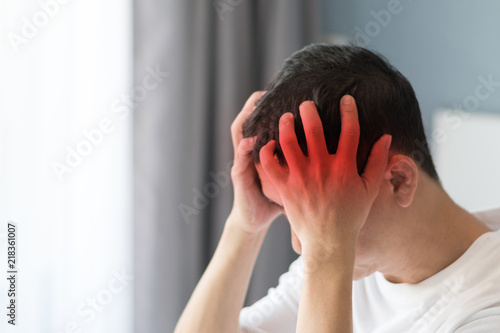 Принти на полотні Brain diseases problem cause chronic severe headache migraine