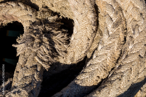 the ship's cable is rolled up close-up