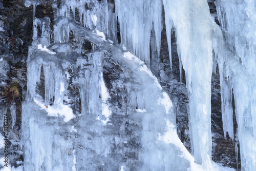 Detail of frozen waterfall, Balsfjord, Norway.