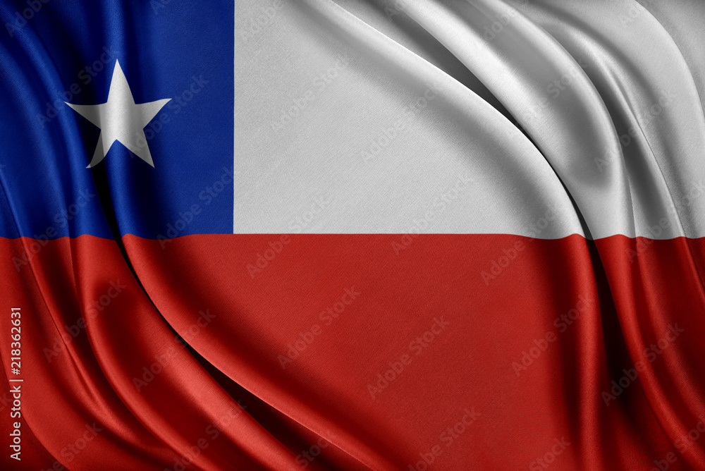Chile flag. Flag with a glossy silk texture. Chile flag. Flag with a glossy silk texture.