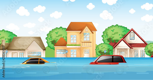A flood disaster scene