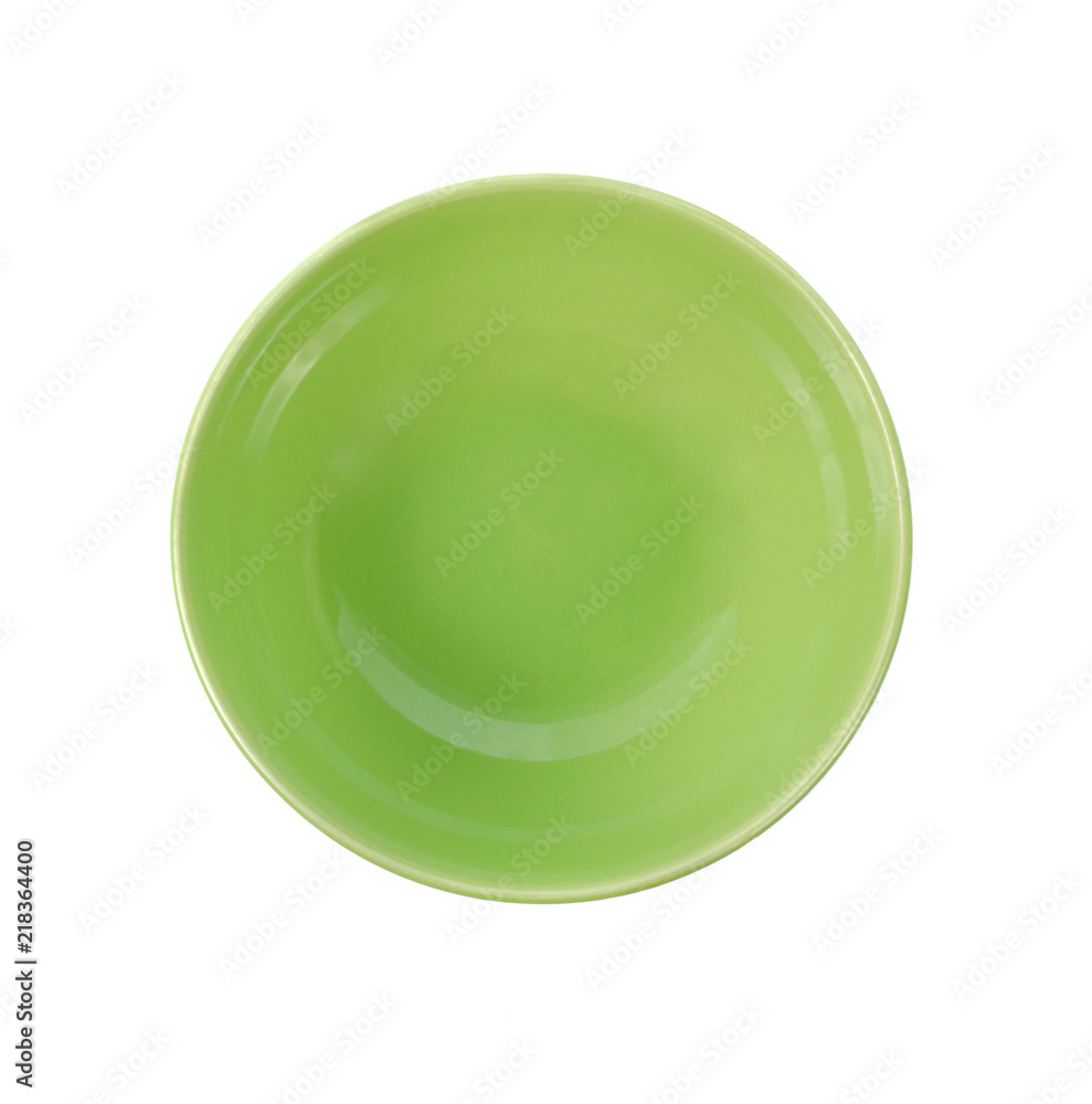 top view green bowl isolated on white background top view green bowl isolated on white background