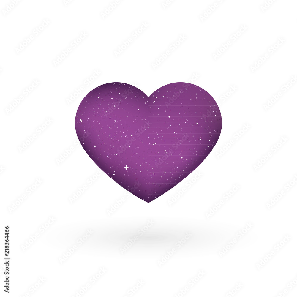 Heart shape with universe texture. Vector illustration