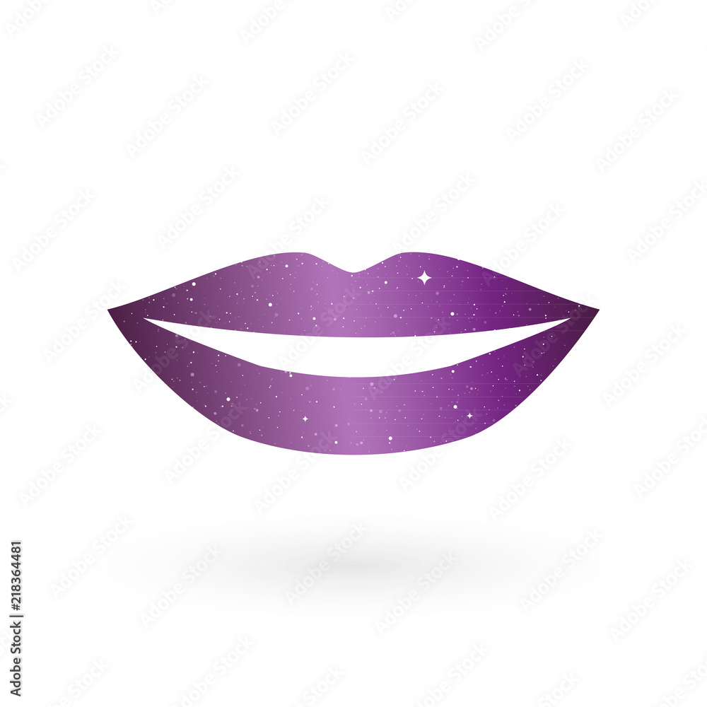 Smiling mouth with universe texture. Vector illustration Smiling mouth with universe texture. Vector illustration