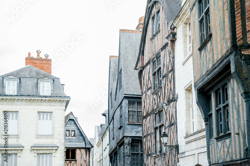 Fototapeta Naklejka Na Ścianę i Meble -  Street view in old french town with traditional architecture