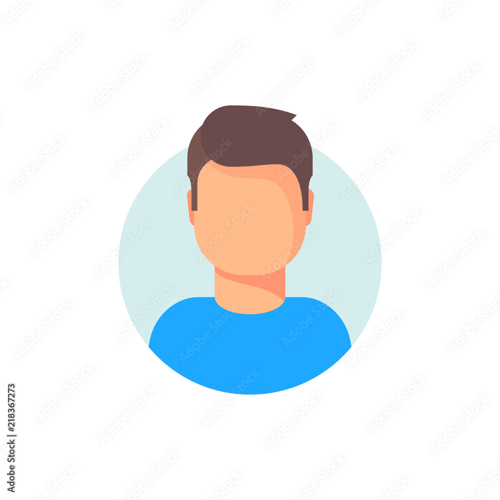 Avatar people. Internet character. Male circle icons. Flat vector illustration isolated on white background.