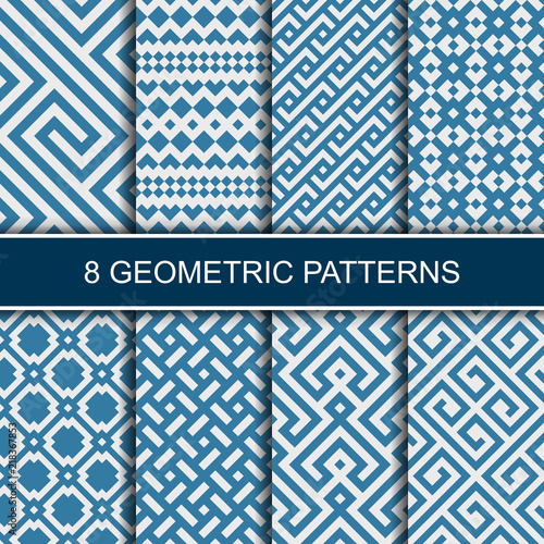 Set of vector geometric patterns. Collection of seamless patterns for your design.