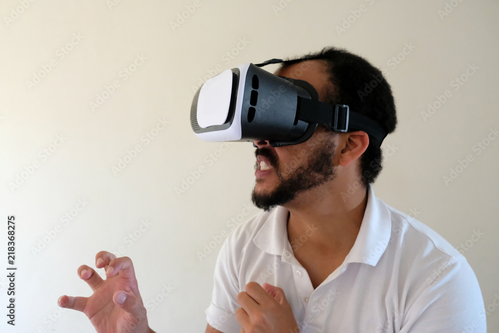 Man wearing VR headset Man wearing VR headset