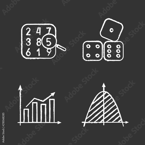 Mathematics chalk icons set