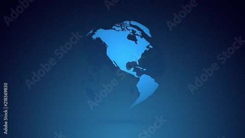 globe planet earth rotating on dark blue background
