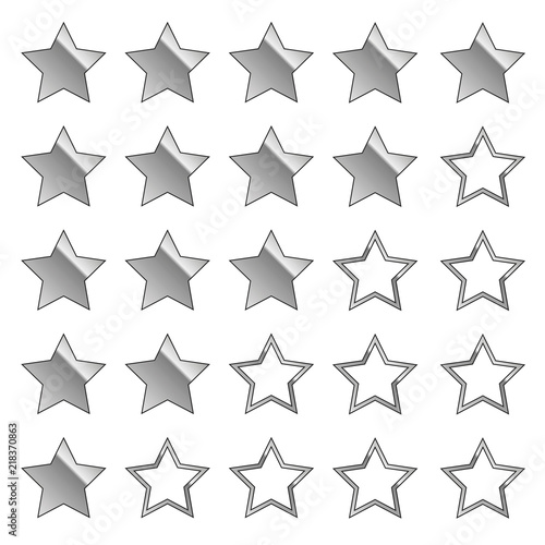 silver rating stars feedback set