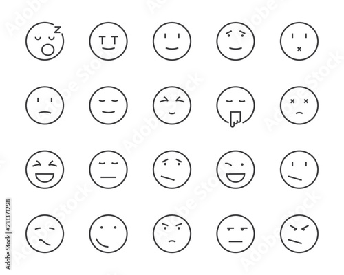 set of emoji vector line icon