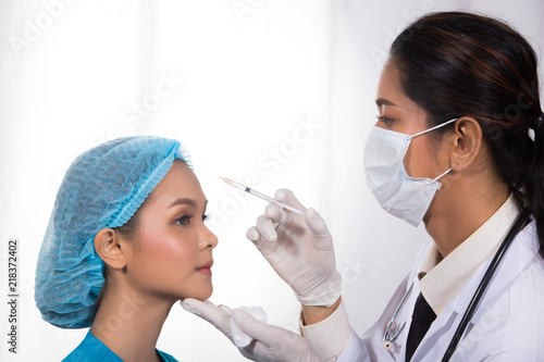 concept rhinoplastry check before plastic surgery, copy space