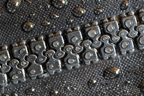 Obraz na płótnie Waterproof zipper and textile repels water w salonie