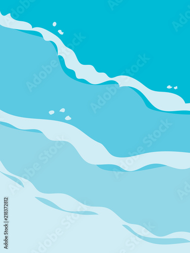 Vector background image of waves at beach in sea green shades