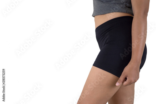 Fat thighs, cellulite of of middle-aged women.